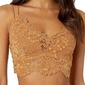 NEW Free People Intimately Burnt Caramel Celine Floral Lace Bralette Small